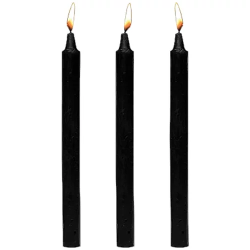 XR Brands Dark Dippers Fetish - komplet parafinskih sveč za telo - črna (3 kosi)