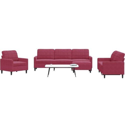 VidaXL 4-dijelni set sofa s jastucima crvena boja vina bar&amp;scaron;unasti Slike