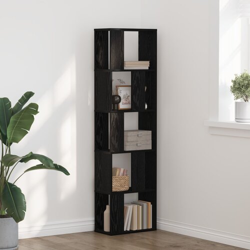 vidaXL Knjižna omara Črno hrastovo Inženirski les 45 x 23.5 x 162.5 cm Cene