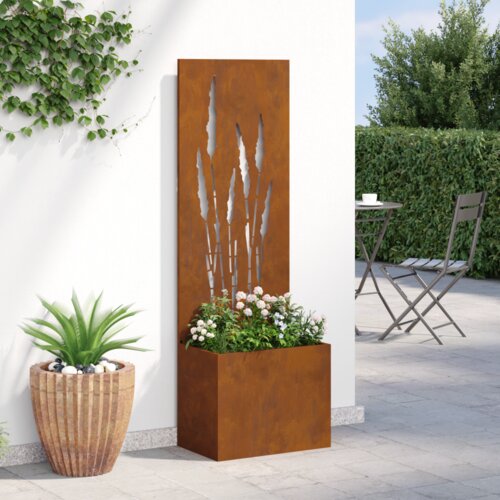 VidaXL Vrtni Sadič s Dekorativnom Pločom Rđa 50 x 140 cm Otporni čelik Slike