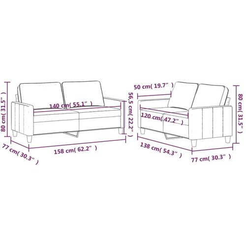  2-dijelni set sofa s jastucima smeđi bar&amp;scaron;unasti Slike