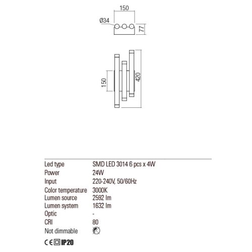  Redo 01-2038 - LED zidno svetlo MADISON 6xLED/4W/230V crna Slike
