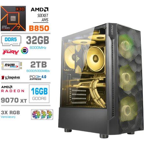 MEGA Računalnik MT S7 R7-7800X3D/RX9070 XT/32GB-DDR5/2TB-4.0/750W/Brez OS RGB + Estetski napajalni kabli [Rumena / Črna], (5000130910) Cene