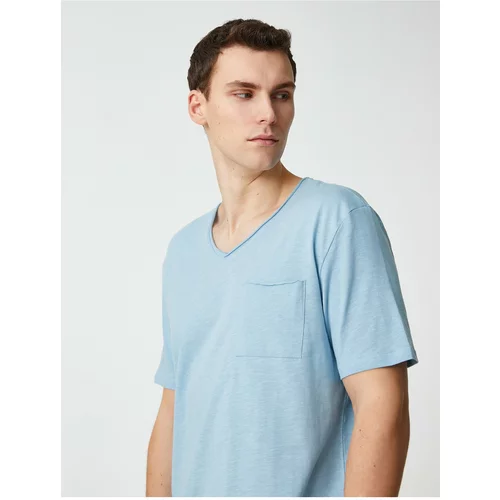 Koton Basic T-Shirt V-Neck Pocket Detailed Short Sleeve