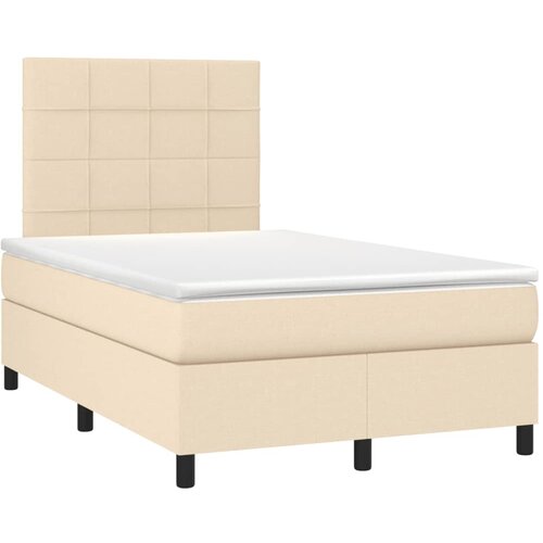 vidaXL Box spring postelja z vzmetnico krem 120x190 cm blago, (21111510) Cene