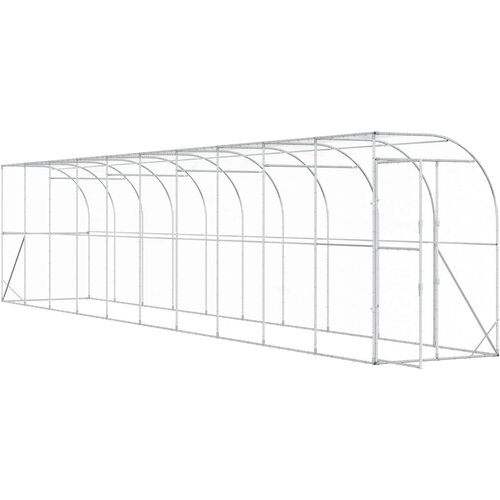  Kavez za piletinu uz zid Srebrna 600 x 150 x 215 cm Slike