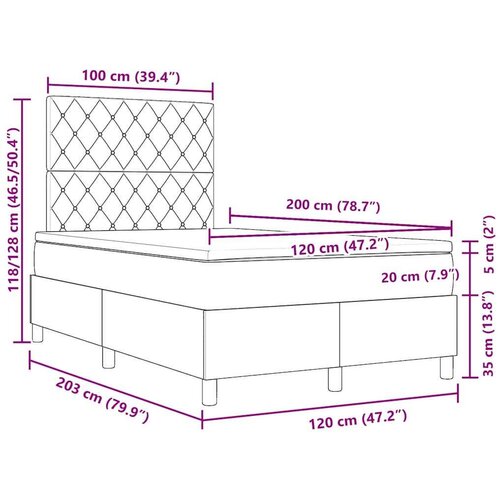 VidaXL Box spring krevet Tamno plava 120 x 200 cm Bar&amp;scaron;un Slike
