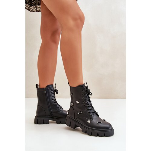 Boto Women's Worker Boots With Decorations Eco Leather Black Cadenilla Cene