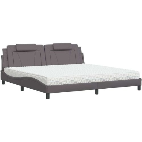  Krevet s madracem sivi 200 x 200 cm od umjetne kože Slike
