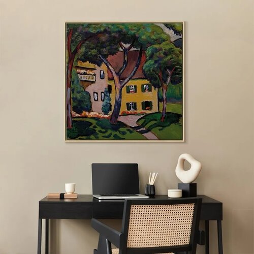  Slika - August Macke &amp;ndash; Staudacherhaus in Tegernsee 60x60 U prirodnom drvenom okviru Slike