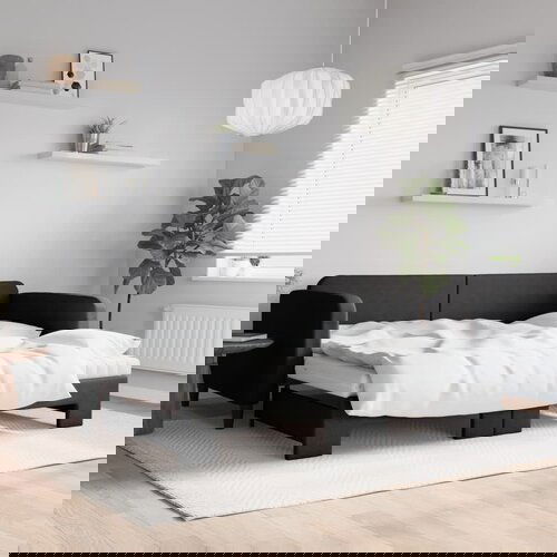 VidaXL Izvlečna dnevna postelja z vzmetnicami črna 100x200 cm blago Slike