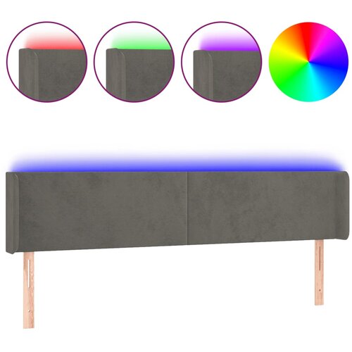 Maison Chic led posteljno vzglavje - vzglavna omarica - nočna omarica temno sivo 203x16x78/88 cm žamet, (21713011) Slike
