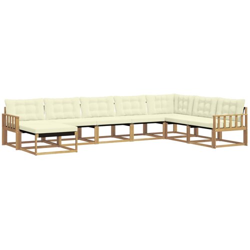 vidaXL Zunanja garnitura za sedenje z blazino 8 pcs Bela in krem, (5000280197) Cene