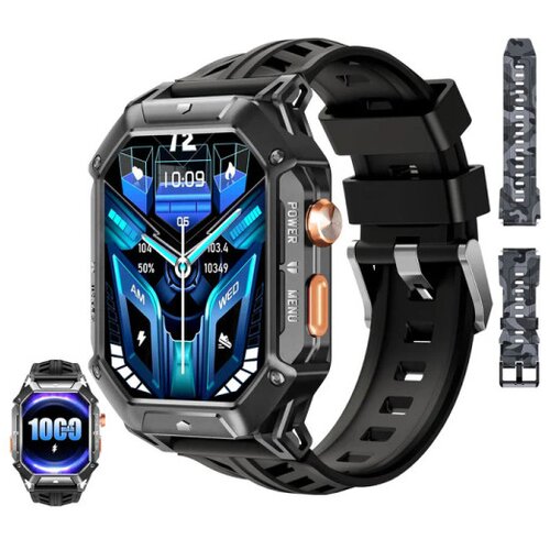 Oukitel BT80 crn Smart Watch 1000mAh/Heart rate/SpO2/Blood Pressure/AI Voice-Assist/Acceler Cene