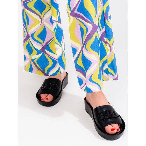 SHELOVET Black women's slippers on the platform Slike