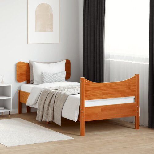 Furnova Posteljni okvir brez vzmetnice vo&amp;scaron;čeno rjav 75x190 cm borovina, (21941351) Slike