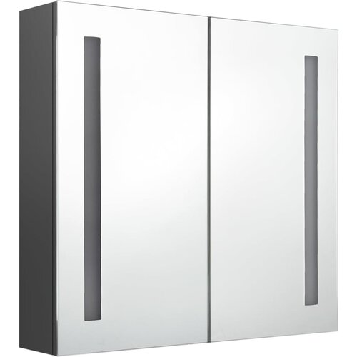  LED kupaonski ormarić s ogledalom sivi 62 x 14 x 60 cm Slike