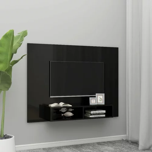  Zidni TV ormarić visoki sjaj crni 135 x 23,5 x 90 cm od iverice