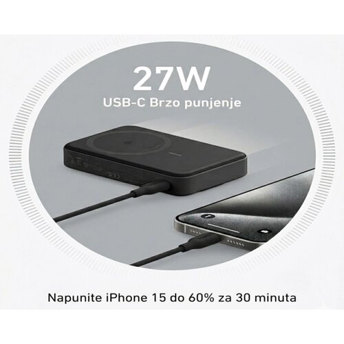 Anker MagGo 10000mAh, 27W, bežični power bank, crni Cene
