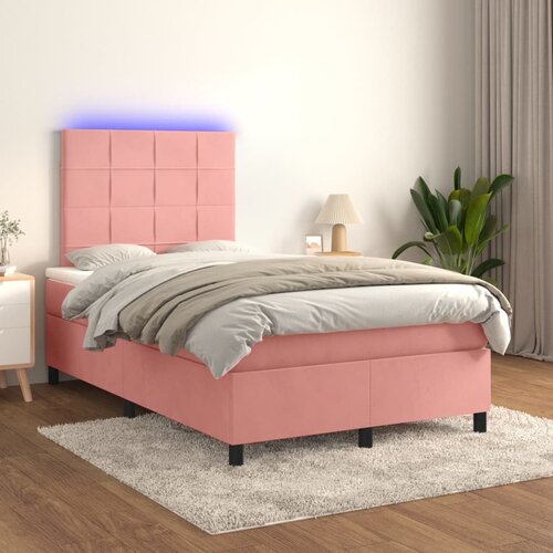 The Living Store Box spring postelja z vzmetnico LED roza 120x200 cm žamet - Box Spring Postelja, (21489877) Slike