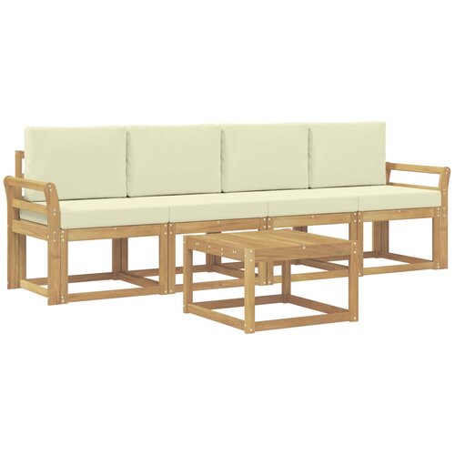 vidaXL Zunanja garnitura za sedenje z blazino 5 pcs Bela in krem, (5000282304) Cene