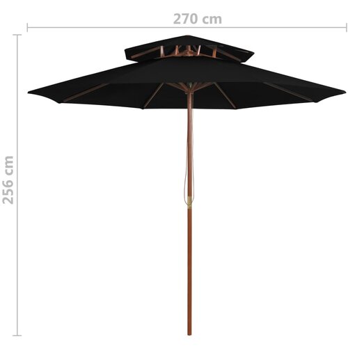  Suncobran s dvije razine i drvenim stupom 270 cm crni Slike