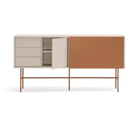 Teulat Opečnato oranžna/bež nizka komoda z drsnimi vrati 180x91 cm Nube &amp;ndash; Slike
