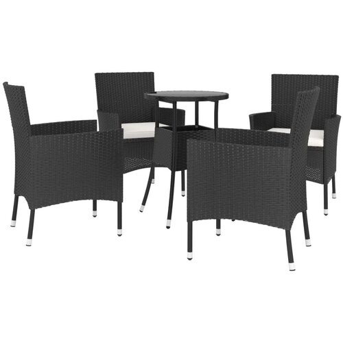 VidaXL 5-dijelni vrtni bistro set od poliratana s jastucima crni Slike
