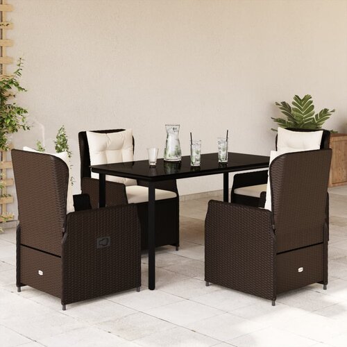  5-dijelni vrtni blagovaonski set s jastucima poliratan smeđi Smeđa 140 x 70 x 74 cm Cijene