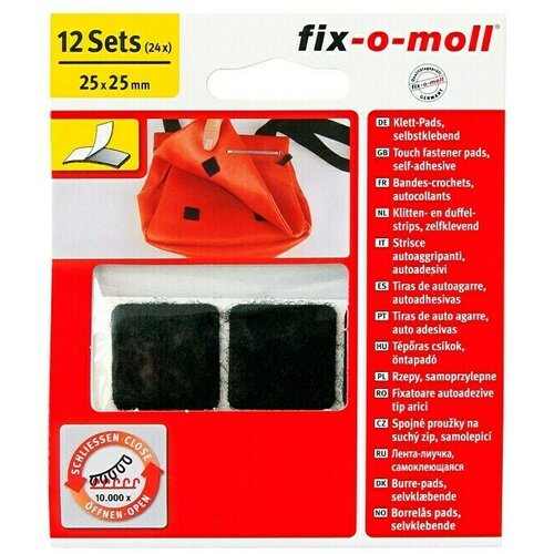 Fix-o-moll podmetač na čičak (25 x 25 mm, crne boje, lijepljenje, 12 kom.) Cijene
