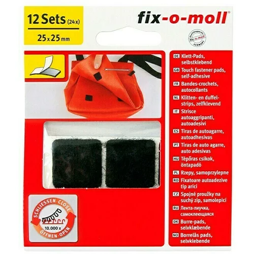 Fix-o-moll podmetač na čičak (25 x 25 mm, crne boje, lijepljenje, 12 kom.)