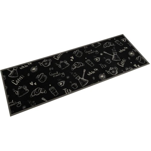 vidaXL Kuhinjska preproga pralna dobro jutro črna 60x180 cm žamet, (21234840) Cene