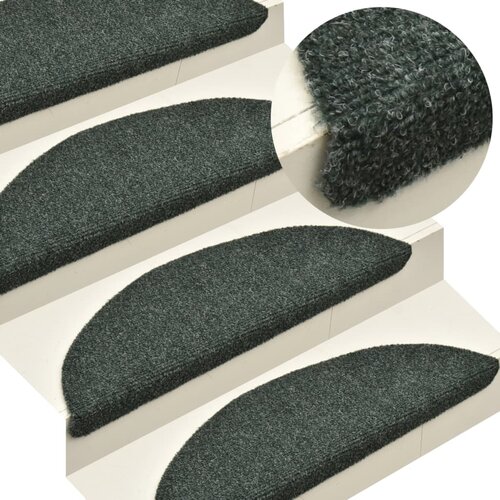VidaXL Samolepilne preproge za stopnice 15 kosov zelene 56x17x3 cm Slike