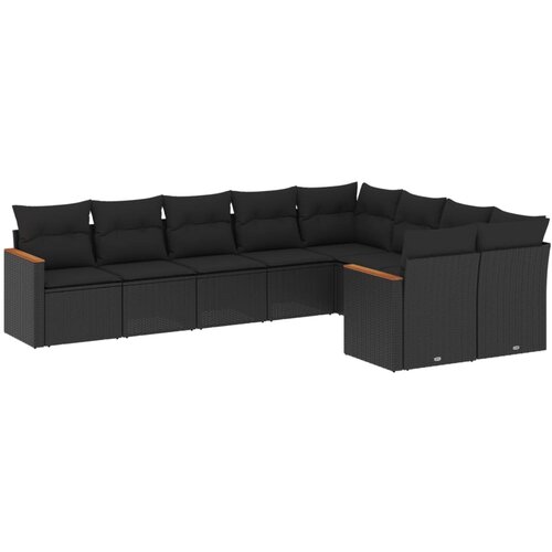 Maison Chic Seti vrtnega pohištva - Vrtna garnitura - Vrtni pohištvo set 9-delna z blazinami črn poli ratan, (21806423) Cene