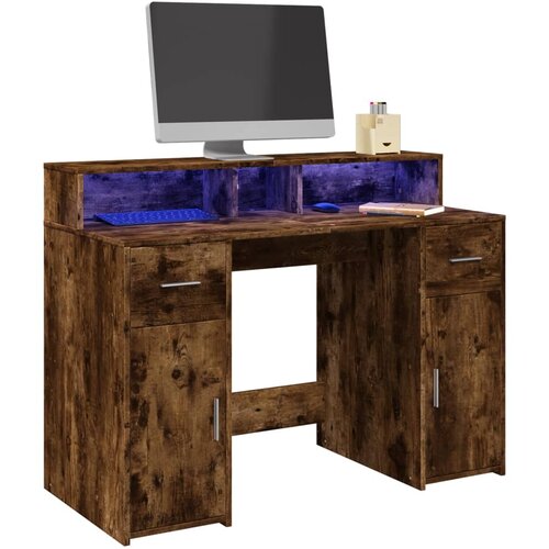 vidaXL Radni stol s LED svjetlima boja hrasta 120x55x91 cm drveni Cijene