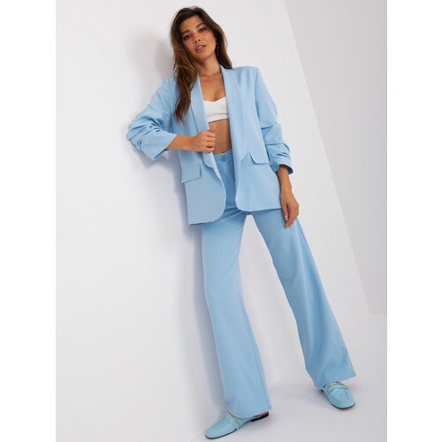 Fashion Hunters Light blue women's blazer with 3/4 sleeves Slike
