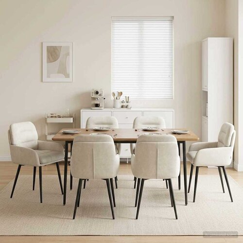  Trpezarijske stolice 6 pcs Baršun Krem 59 x 59,5 x 90 cm Cene