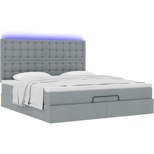 VidaXL Otomanski krevet s madracem&amp;amp;LED svijetlosivi 180x200cm tkanine Slike