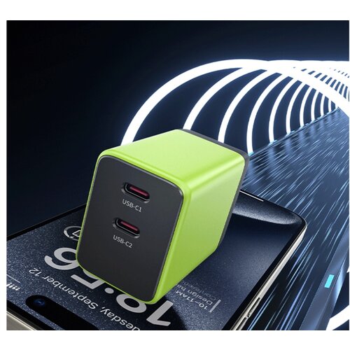 WEKOME WP-U33 Superbrzi Strujni GaN Punjač, 2-porta USB (2 x 3.1 tipC) 45W, žuti Slike