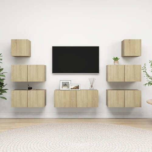The Living Store Komplet TV omaric 7-delni sonoma hrast inženirski les - Komplet TV Omaric, (21373864) Slike