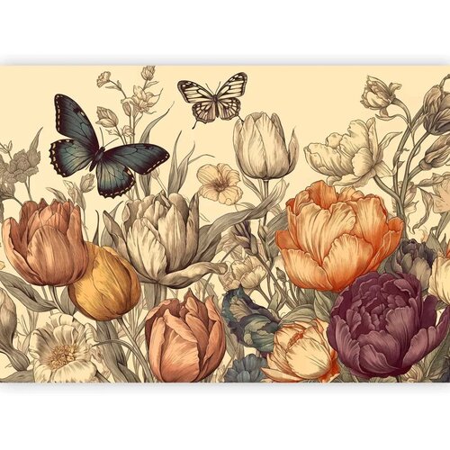  Foto tapeta - Colourful tulips on a cream background 150x105 Slike