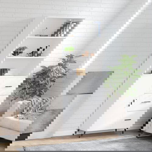 VidaXL Visoka omara bela 69,5x34x180 cm inženirski les Slike