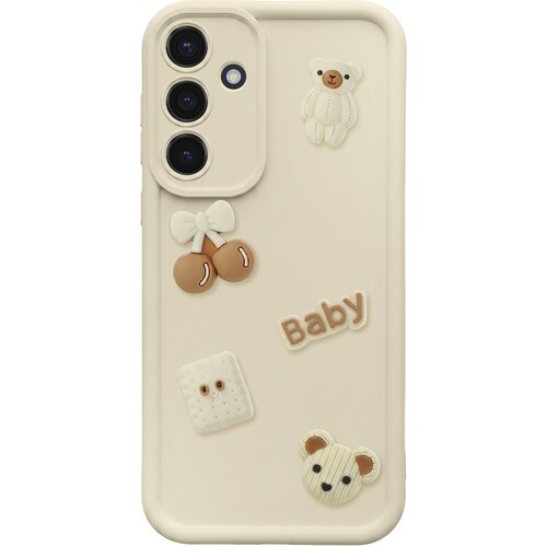 AVIZAR Ovitek za Galaxy S25 / S24 s 3D Kawaii Medvedki in Dvignjenim Robom, Bež, (5000274043) Cene