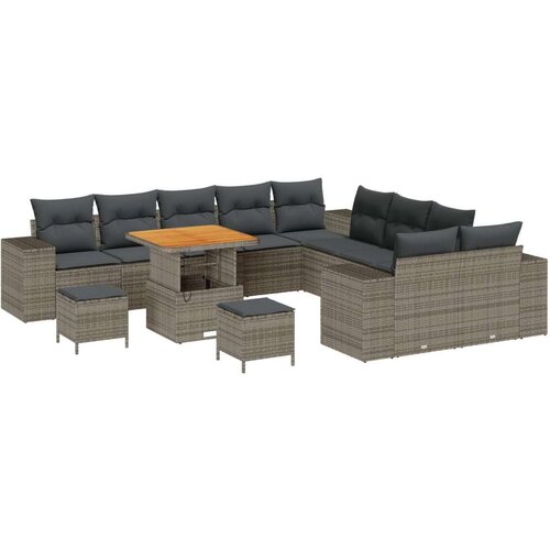  Vrtna sedežna garnitura z blazino 13 pcs Siva poli ratan, (5000134758) Cene