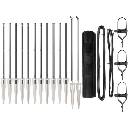 vidaXL Set Stupova za Ogradu Set od 2 Sivi, Crni Metal, Plastika Cijene