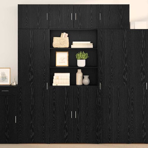 vidaXL Highboard Crni hrast 80 x 42,5 x 185 cm Konstruirano drvo Cene