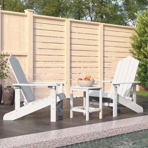 VidaXL Vrtne stolice Adirondack sa stolićem HDPE bijele Slike