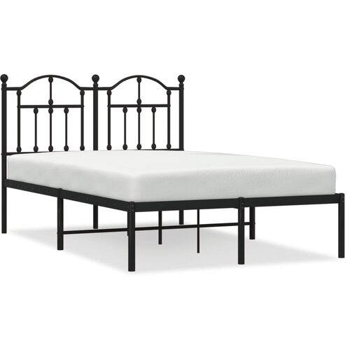 Maison Chic Kovinski Posteljni okvir - Dvoposteljna postelja - Zakonska postelja z vzglavjem črn 120x190 cm, (21692711) Slike