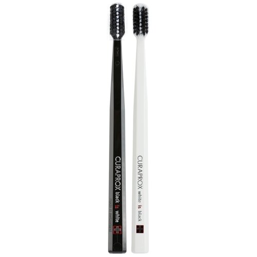 Curaprox Black Is White zobna ščetka z dvema vrstama vlaken 2 ks odtenek Black & White Cene