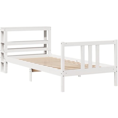 vidaXL Okvir za krevet s uzglavljem bijeli 90x200 cm masivna borovina Cene